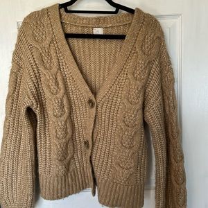A NEW DAY: tan sweater with button closure